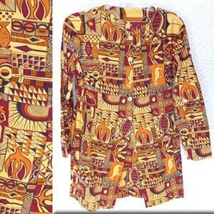 Unique One Of A Kind Hand Made Ethnic African Print Tunic  Sz S-M (T-382)